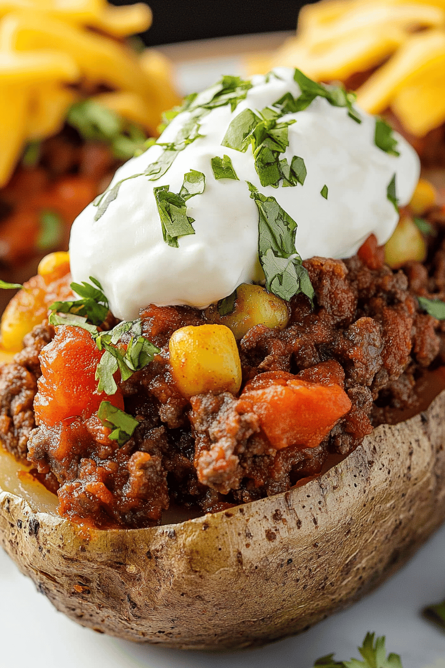 Easy Taco-Stuffed Baked Potatoes Recipe Final Dish Presentation
