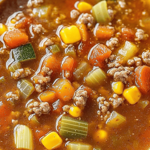 Easy Tomato Hamburger Vegetable Soup Recipe