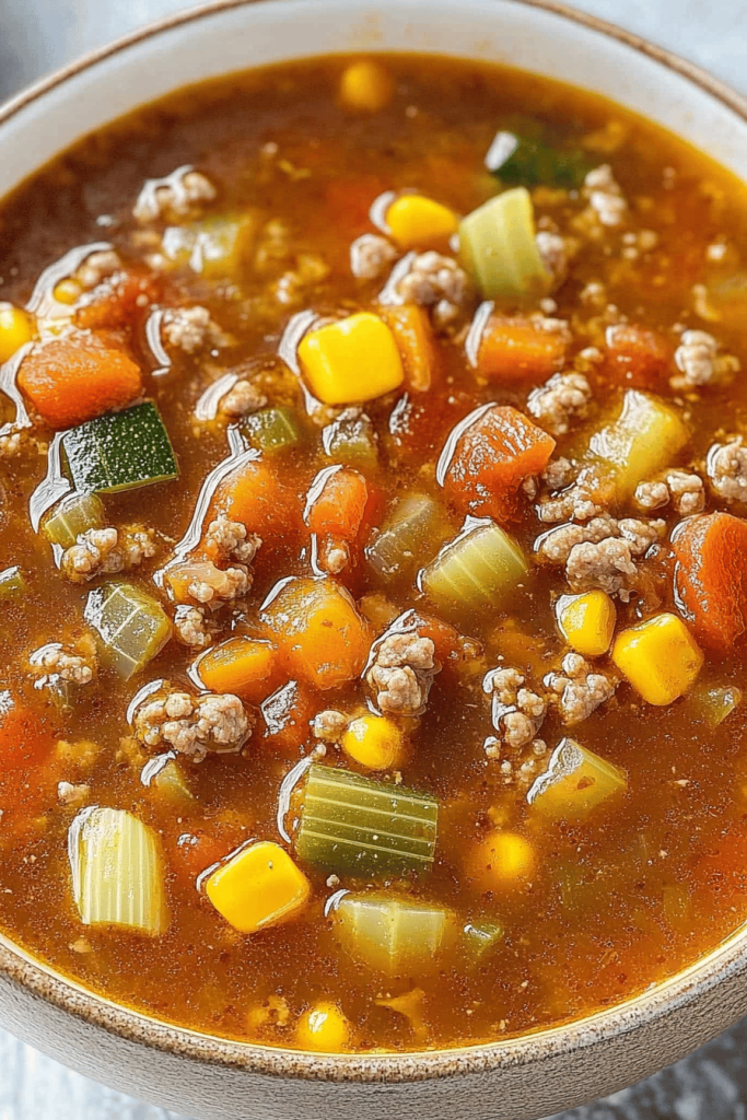 Easy Tomato Hamburger Vegetable Soup Recipe