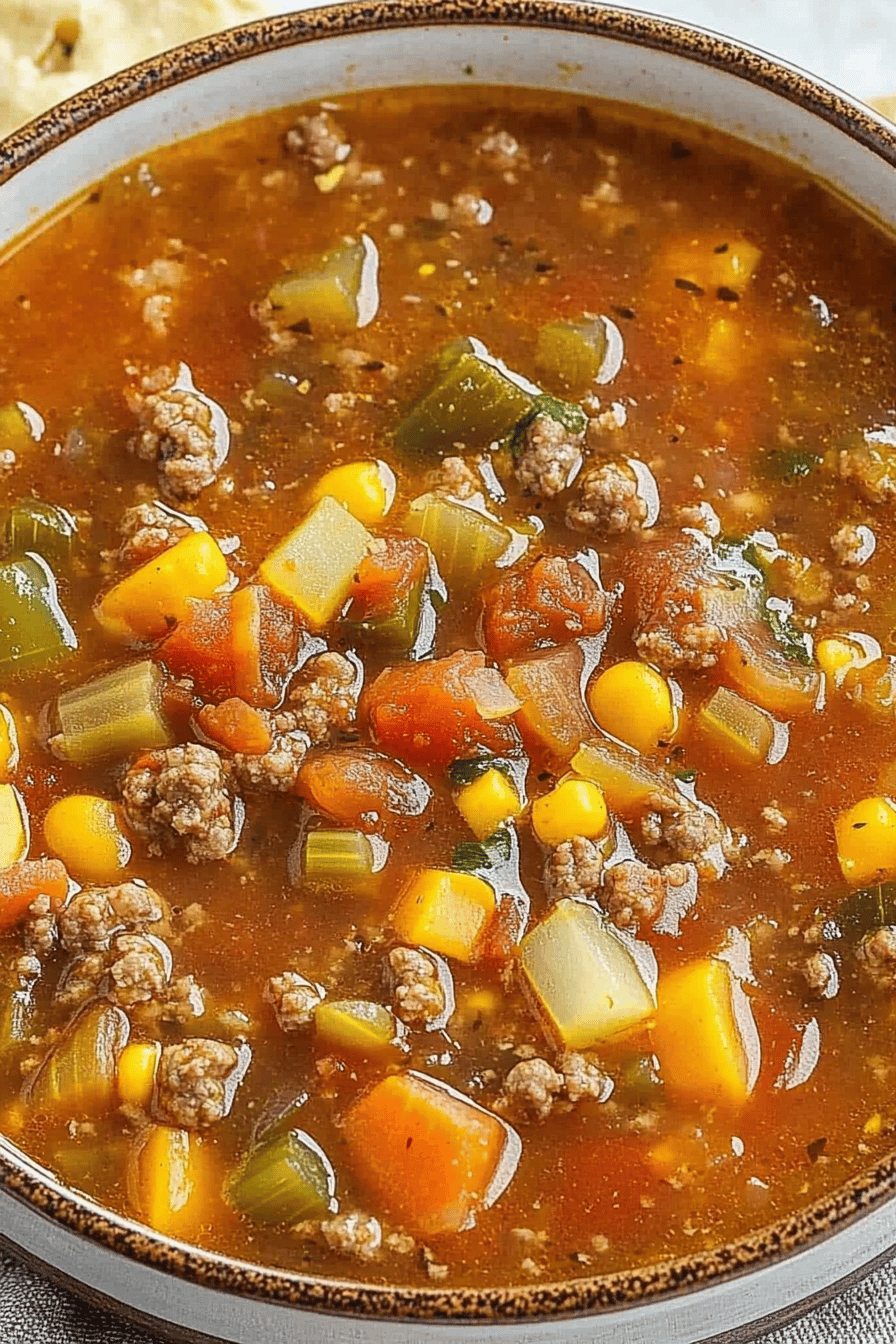 Easy Tomato Hamburger Vegetable Soup Recipe ingredients