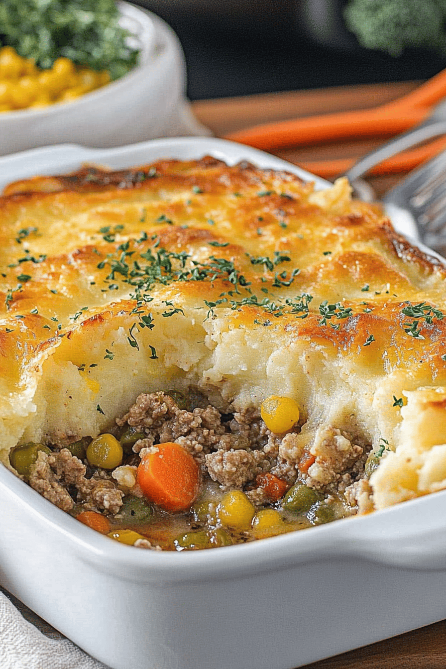 Easy Traditional Cottage Pie Casserole Recipe Final Dish Presentation