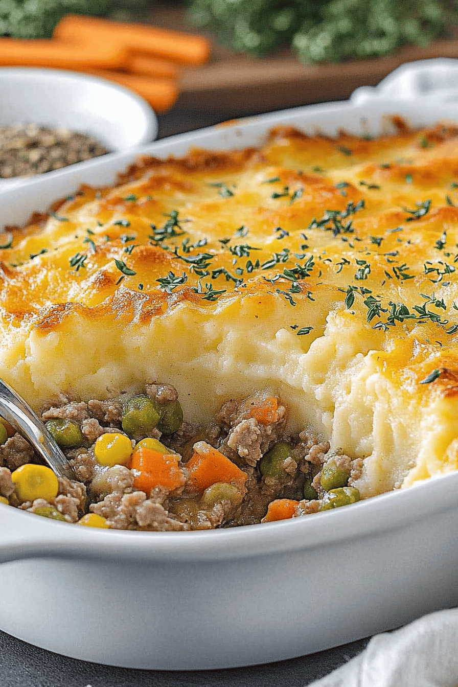 Easy Traditional Cottage Pie Casserole Recipe Final Dish Presentation
