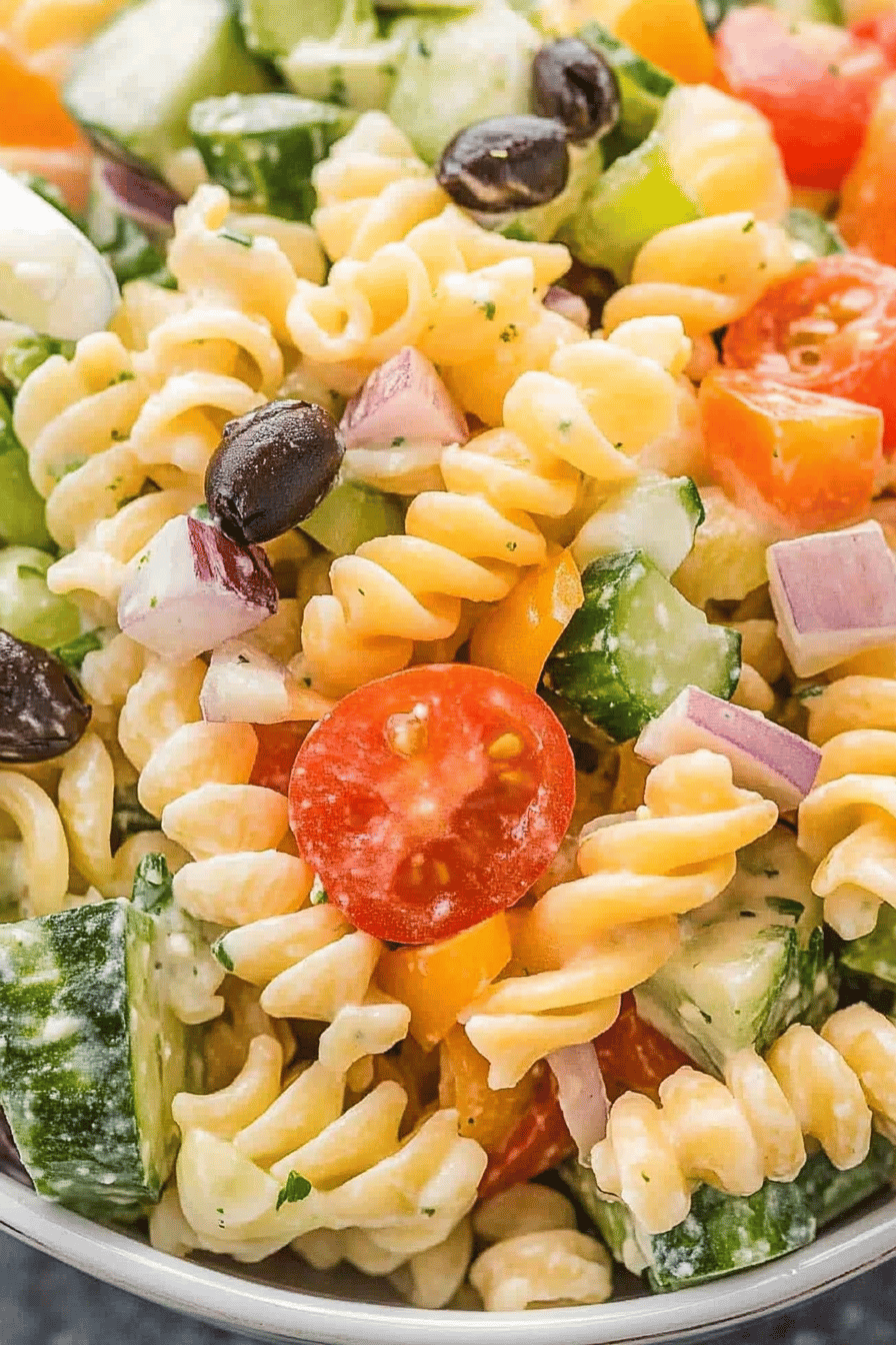 Easy Tri-Color Pasta Salad Recipe Final Dish Presentation