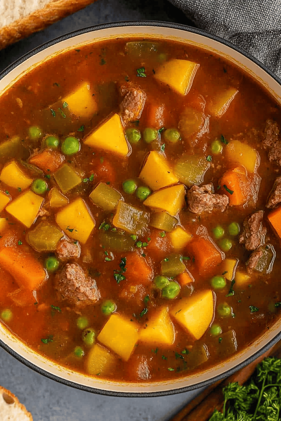 Easy Vegetable Beef Soup Recipe Final Dish Presentation