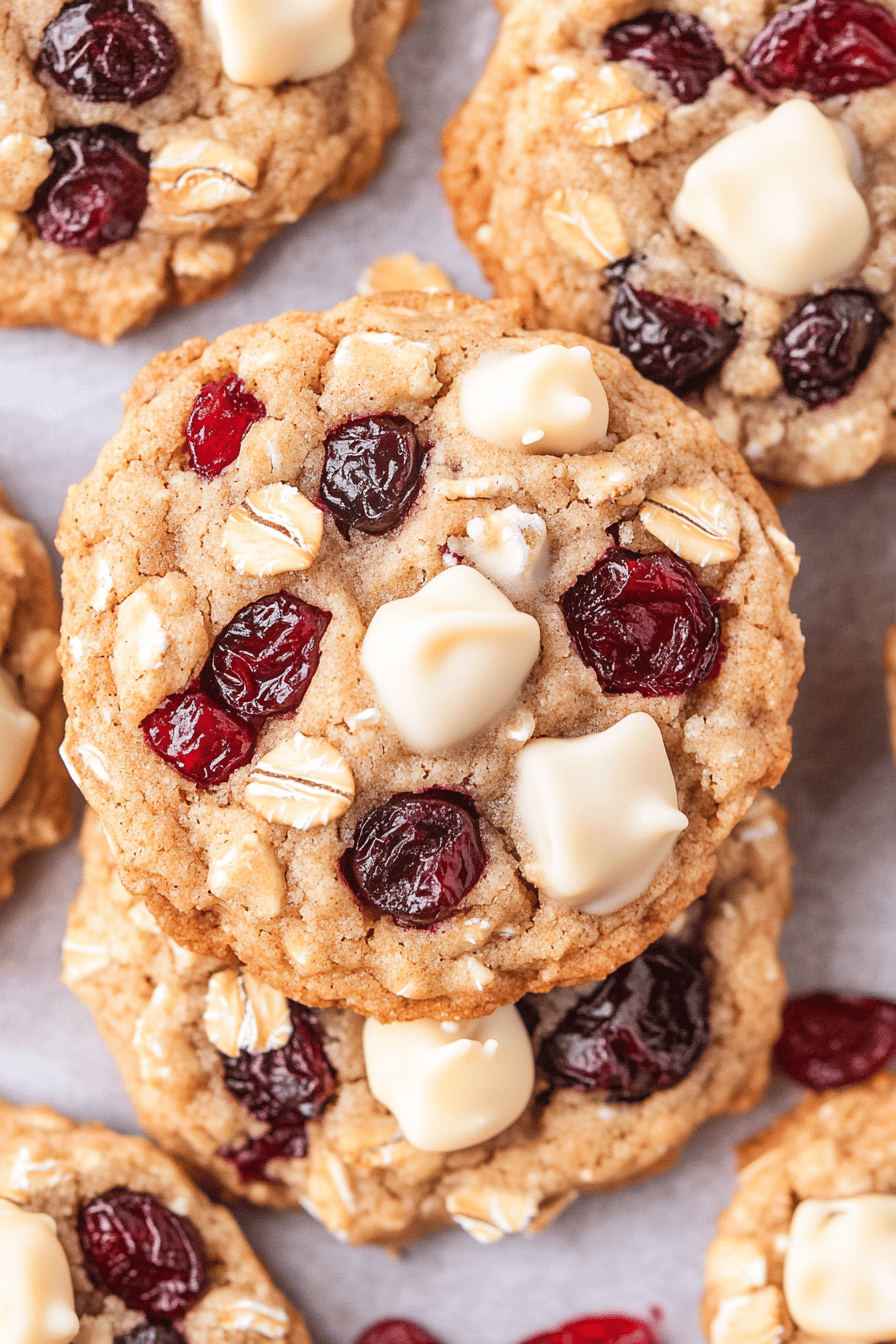 Easy White Chocolate Cranberry Oatmeal Cookies Final Dish Presentation
