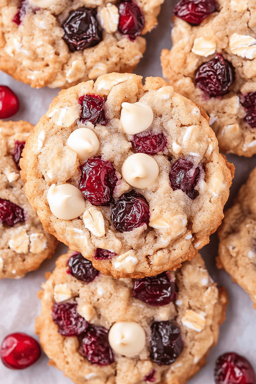 Easy White Chocolate Cranberry Oatmeal Cookies Final Dish Presentation
