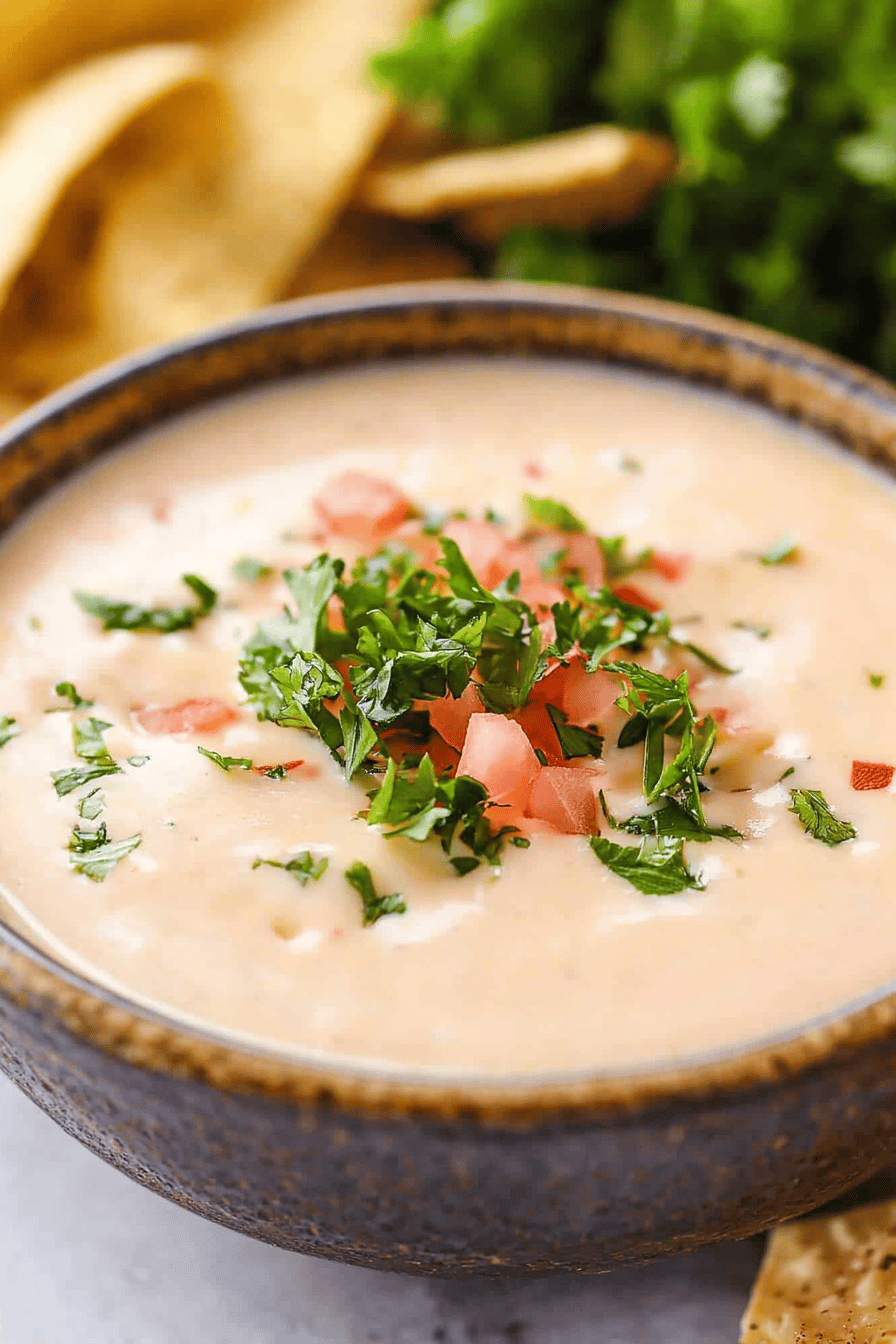 Easy White Queso Dip Recipe Final Dish Presentation