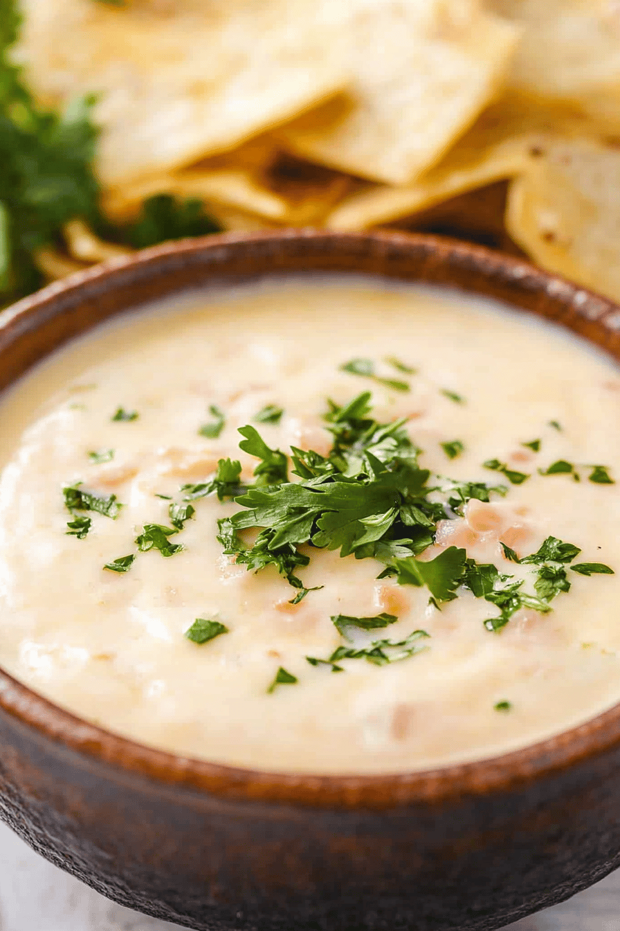 Easy White Queso Dip Recipe Final Dish Presentation