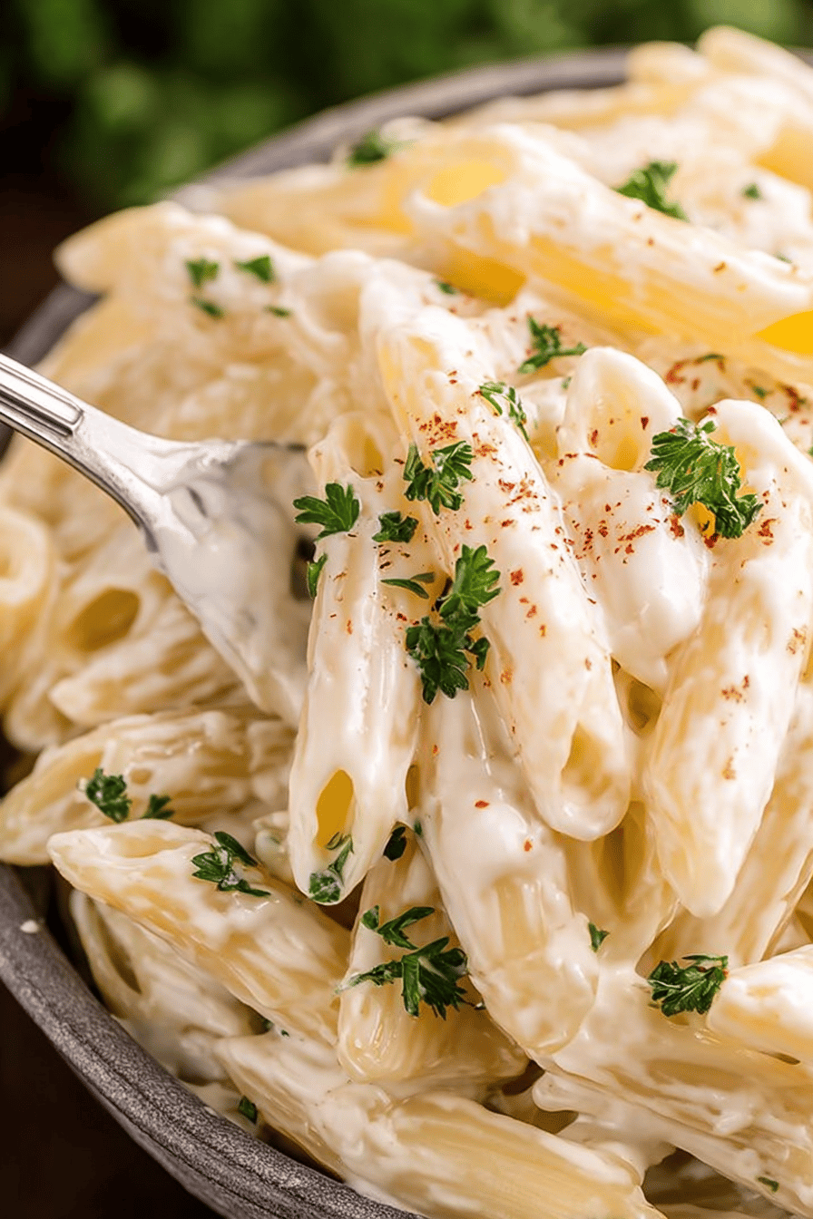 Easy White Sauce Penne Pasta Recipe Final Dish Presentation