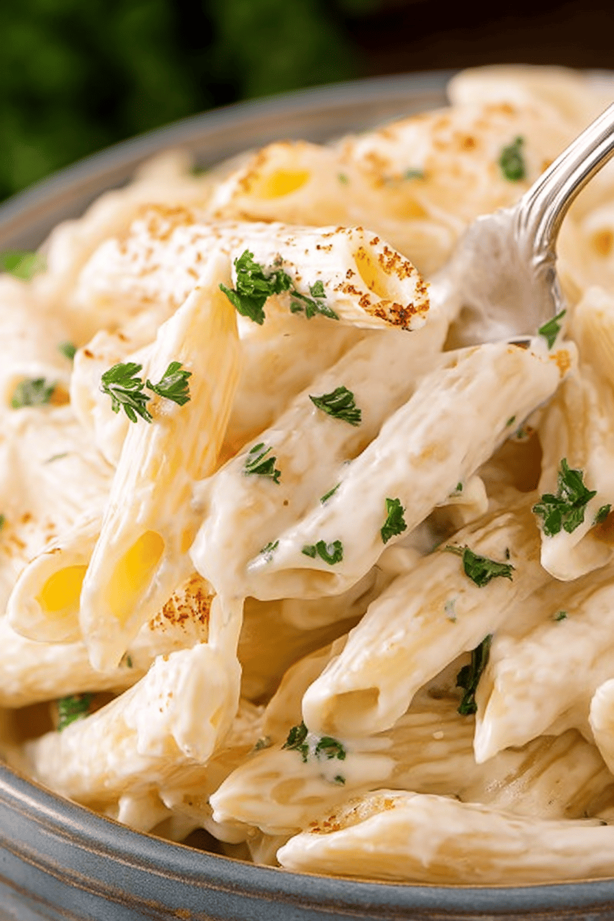 Easy White Sauce Penne Pasta Recipe Final Dish Presentation