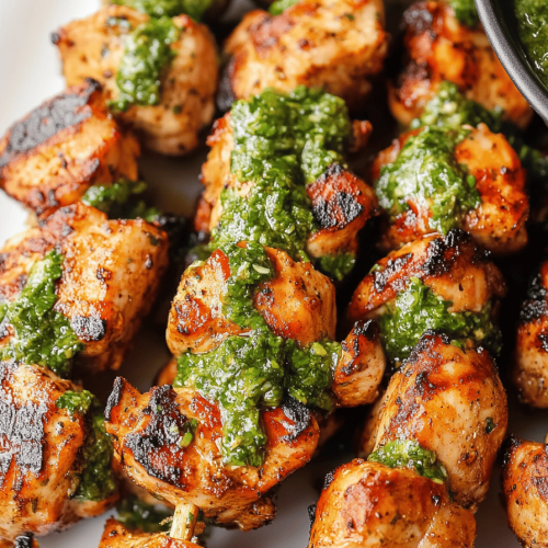 Grilled Chicken Skewers with Chimichurri Sauce Recipe