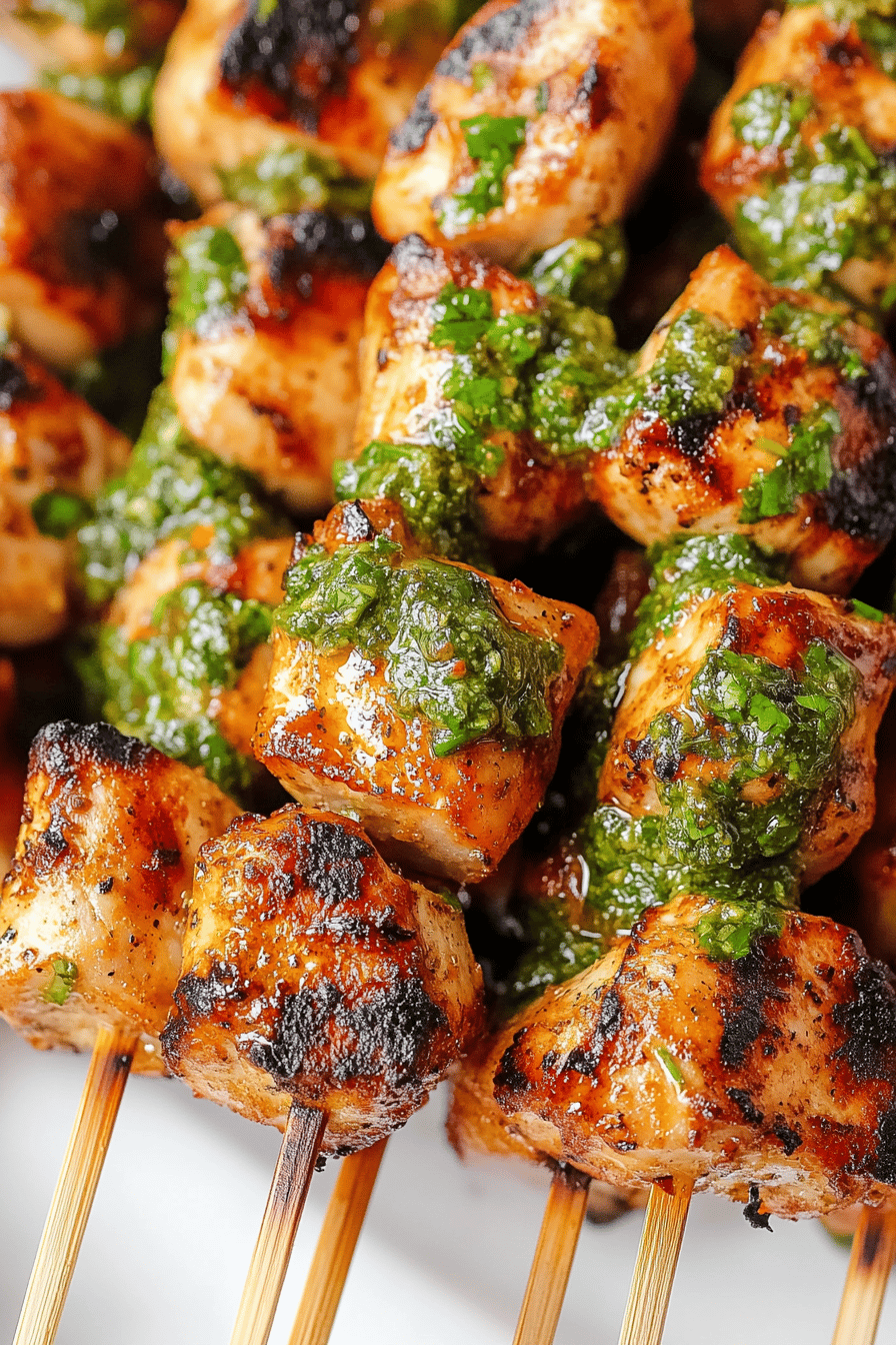 Grilled Chicken Skewers with Chimichurri Sauce Recipe Final Dish Presentation