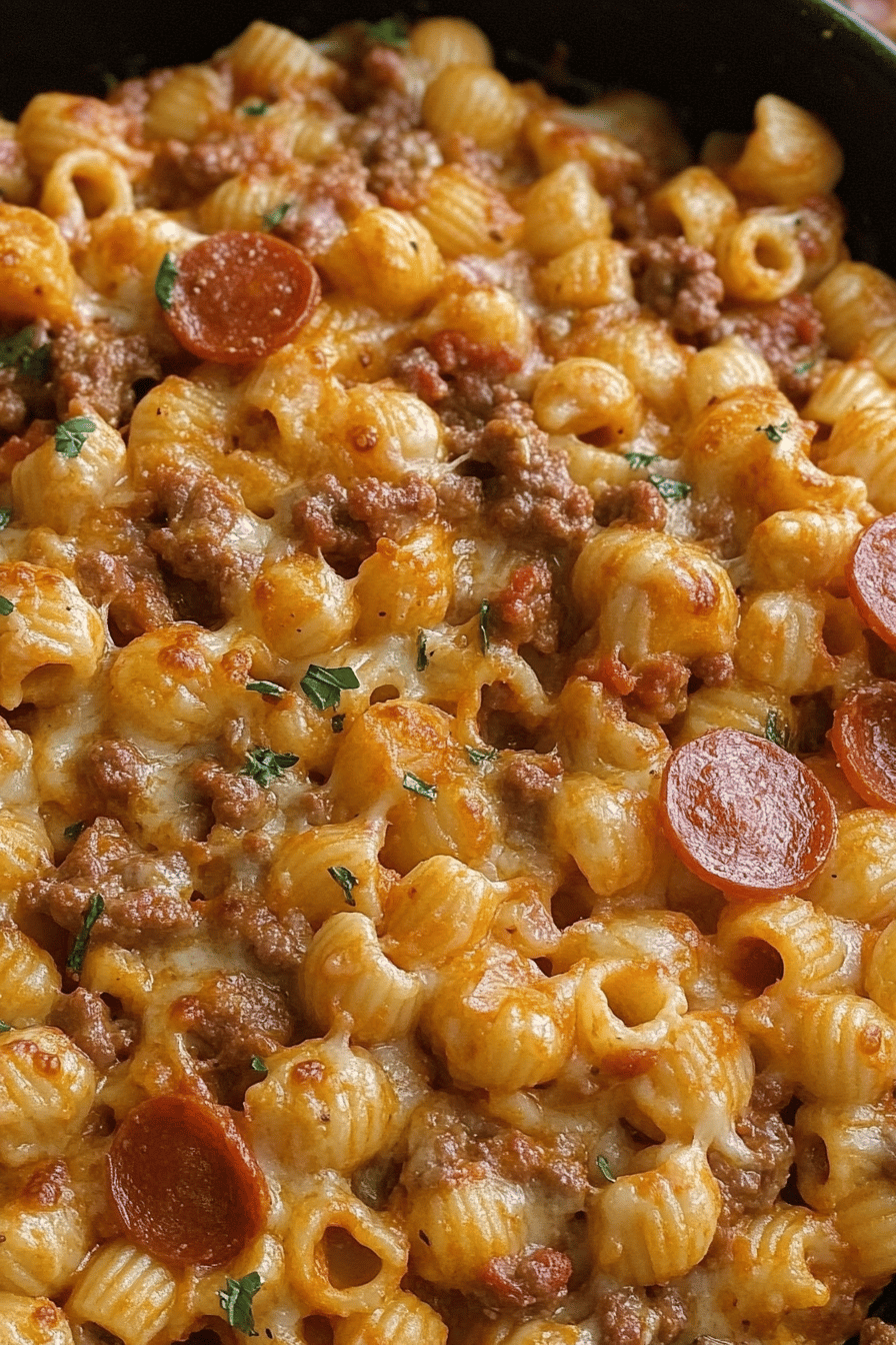 One-Pot Pizza Pasta Recipe Final Dish Presentation