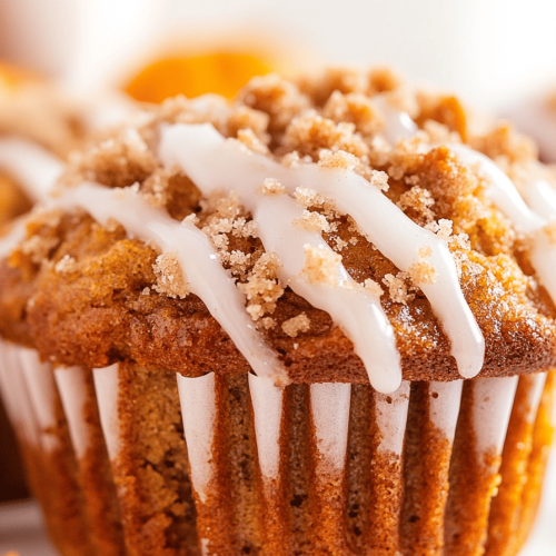 Pumpkin Streusel Muffins Recipe with Glaze