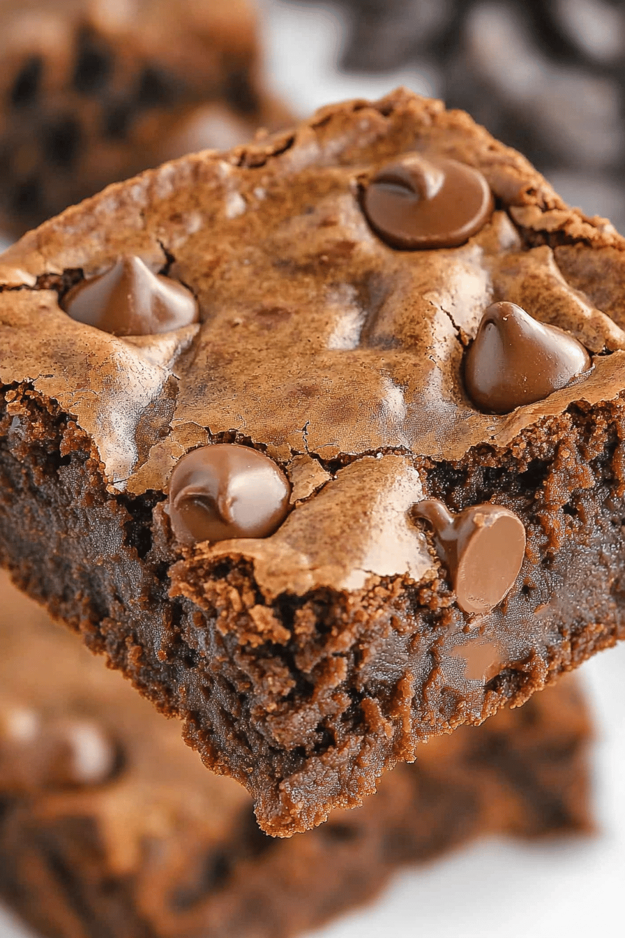 Quick Easy Chocolate Chip Brownies Recipe Final Dish Presentation