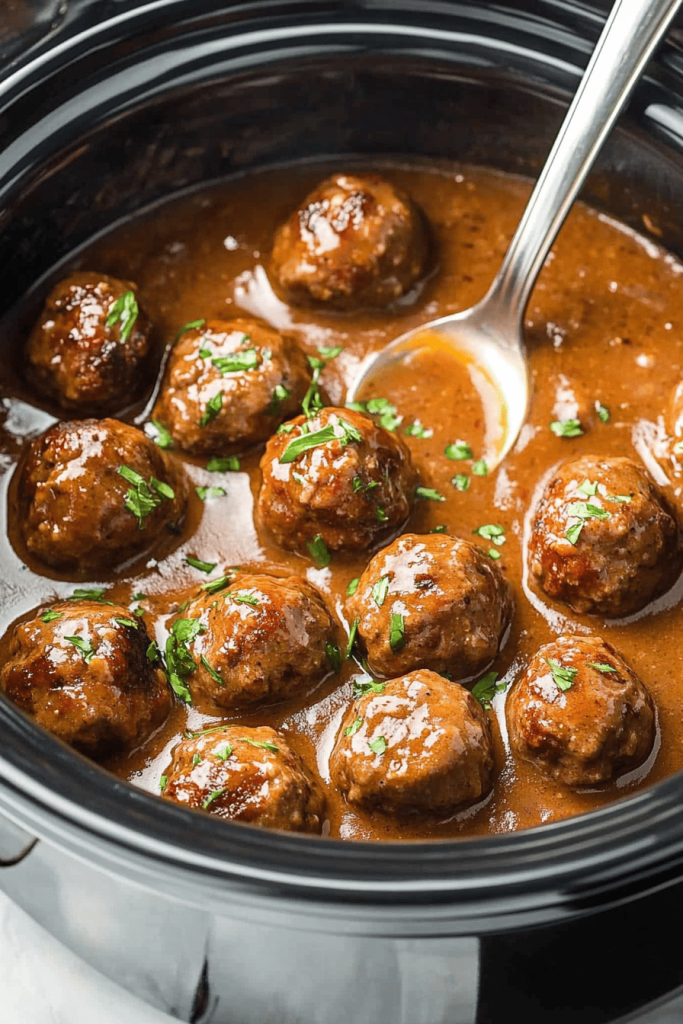 Slow Cooker Meatballs and Gravy Recipe