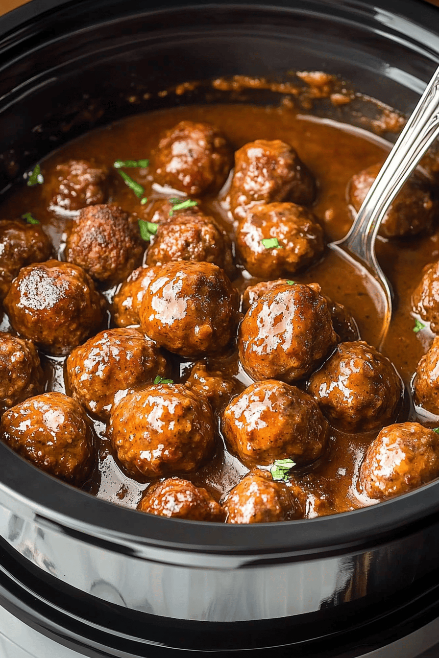 Slow Cooker Meatballs and Gravy Recipe Final Dish Presentation