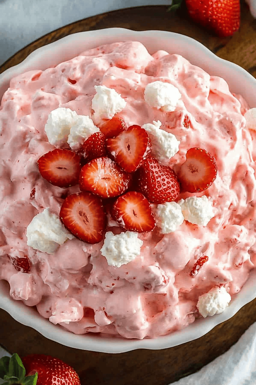 Strawberry Fluff Salad Recipe Final Dish Presentation