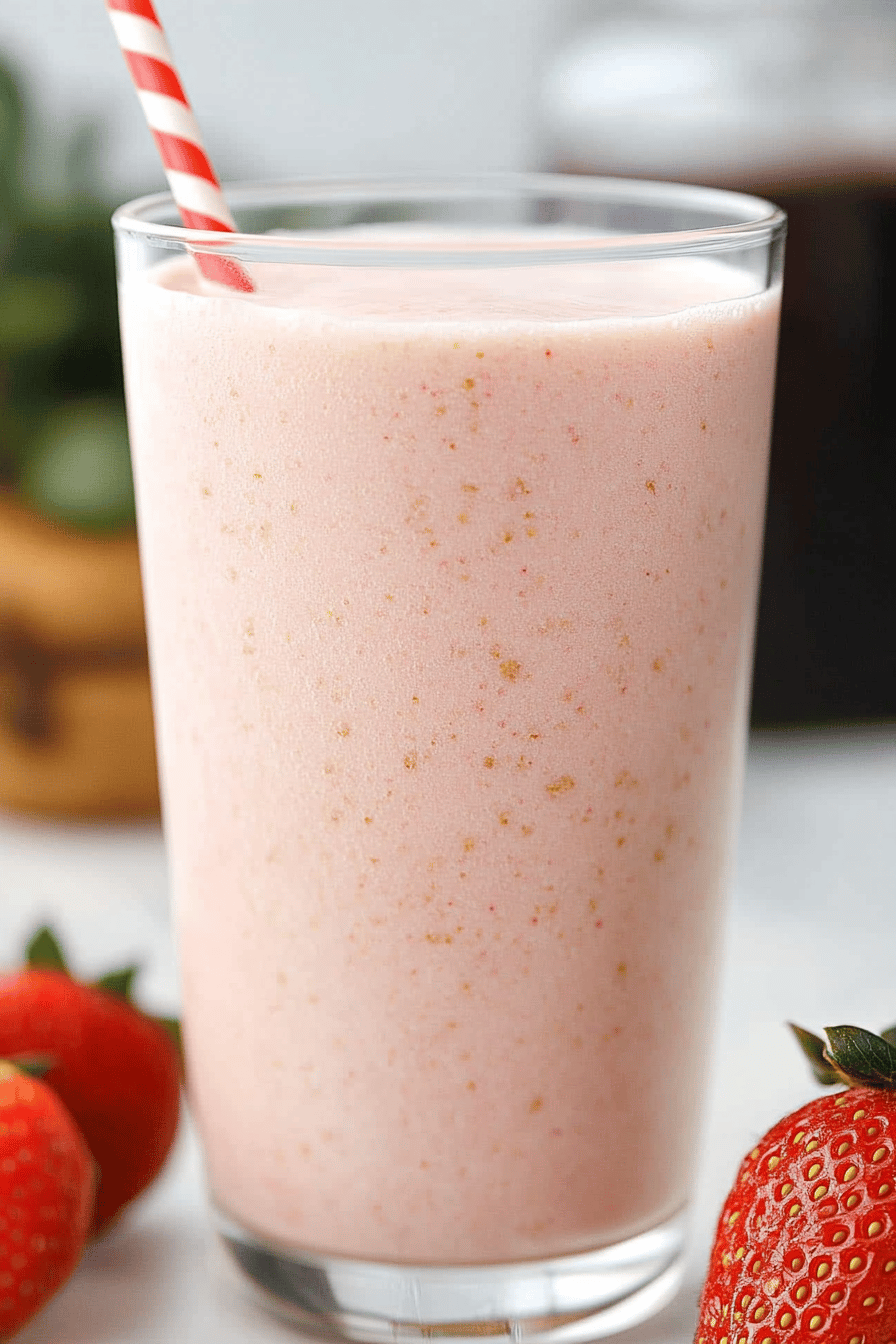 Strawberry Oatmeal Smoothie Recipe Final Dish Presentation