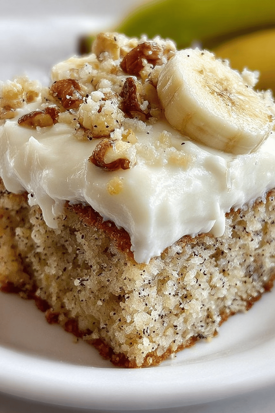 Banana Bread Cake with Cream Cheese Frosting Recipe final dish beautifully presented and ready to serve