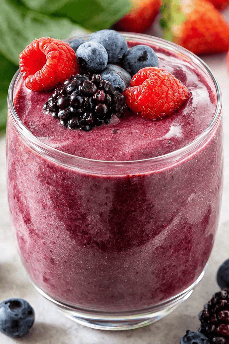 Berry Smoothie Recipe - Easy and Delicious ingredients organized and measured on kitchen counter