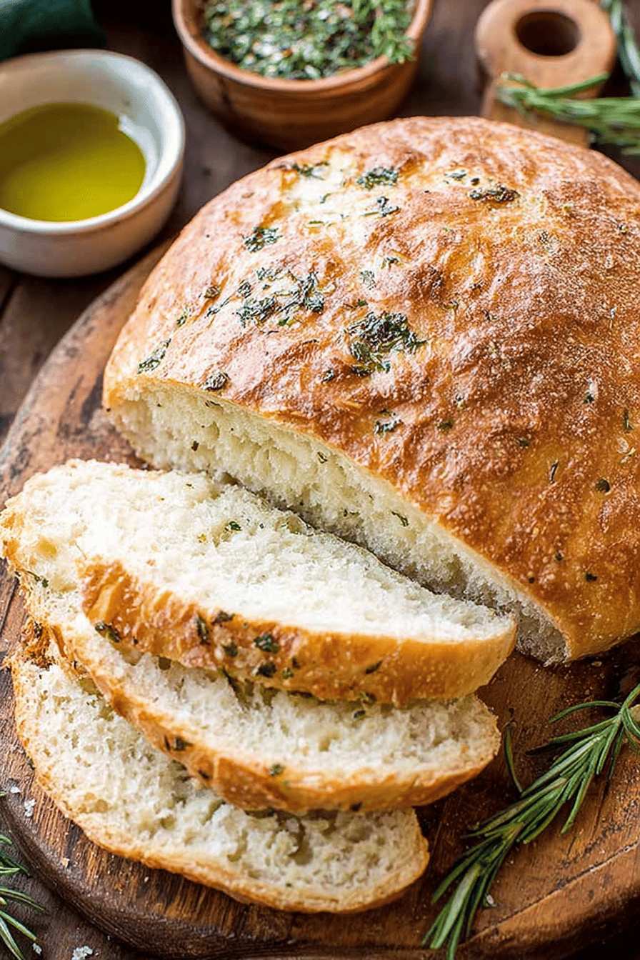 Crusty Garlic Herb Bread Recipe final dish beautifully presented and ready to serve