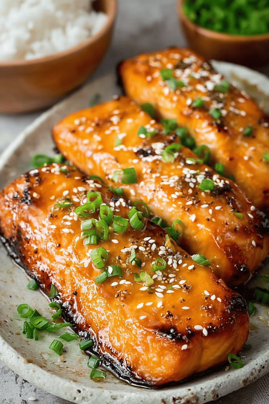 Easy 15-Minute Miso Glazed Salmon Recipe slice on plate showing perfect texture and swirl pattern