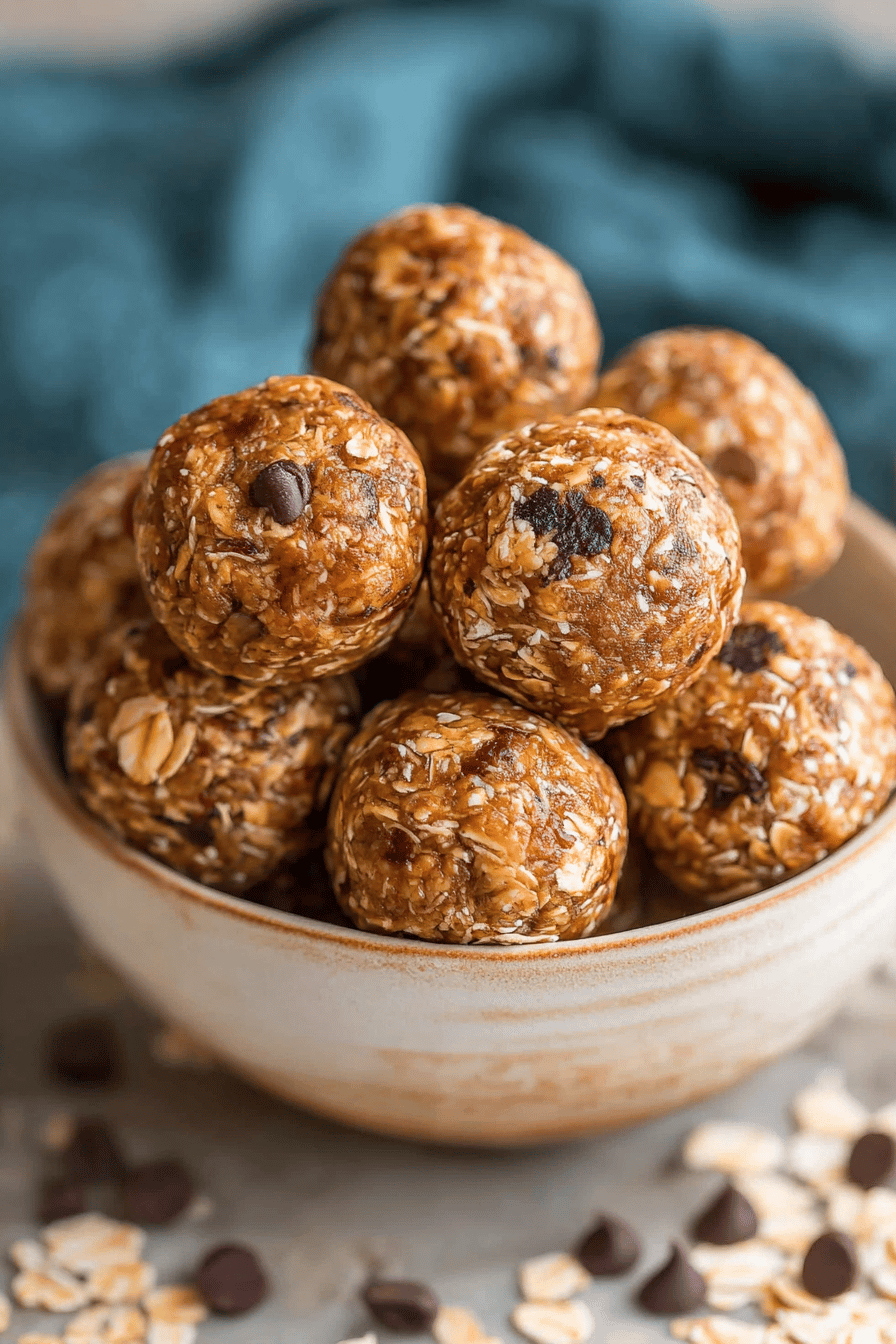 Easy 4-Ingredient Oatmeal Energy Balls slice on plate showing perfect texture and swirl pattern