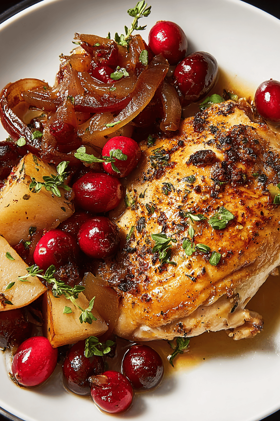 Easy Apple Cranberry Chicken Recipe ingredients organized and measured on kitchen counter