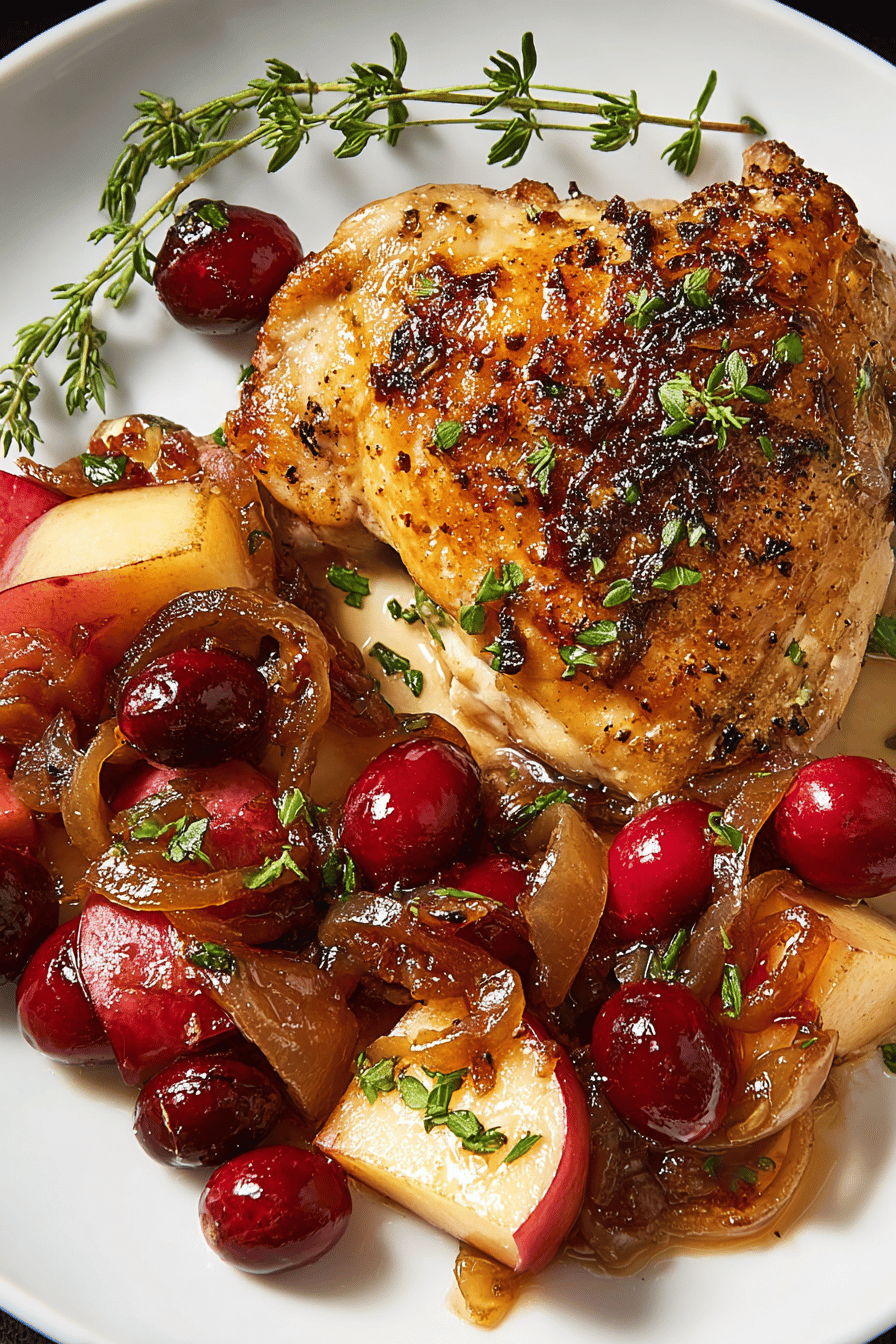 Easy Apple Cranberry Chicken Recipe final dish beautifully presented and ready to serve