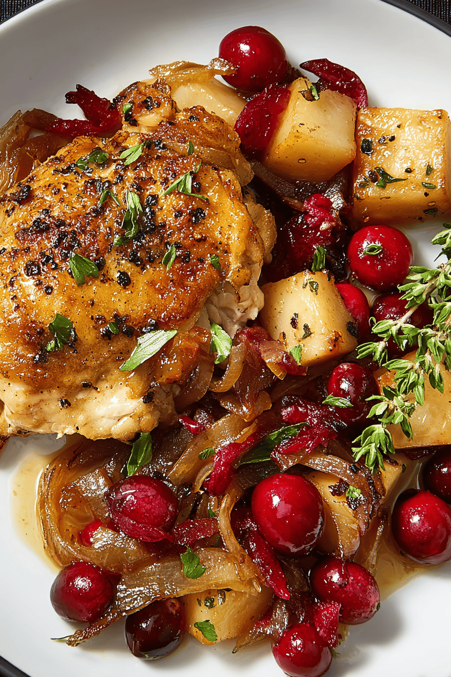 Easy Apple Cranberry Chicken Recipe slice on plate showing perfect texture and swirl pattern
