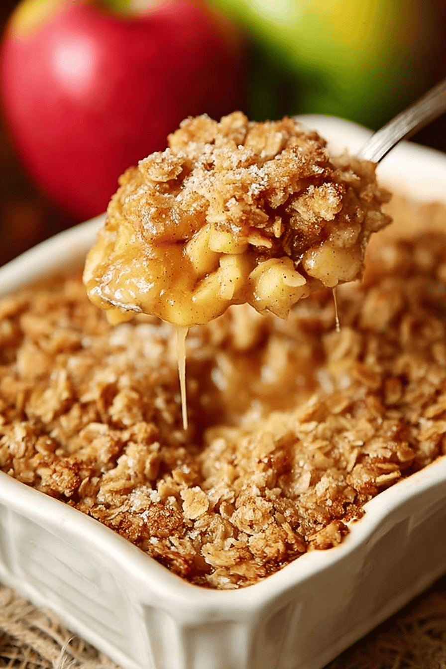 Easy Apple Crisp Recipe slice on plate showing perfect texture and swirl pattern