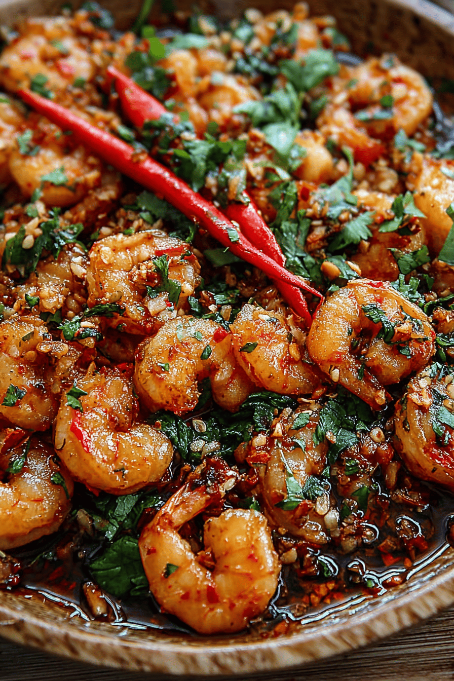 Easy Asian Chili Garlic Prawns Recipe final dish beautifully presented and ready to serve