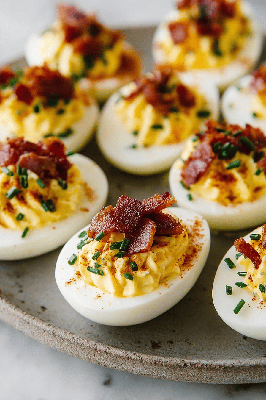 Easy Bacon Deviled Eggs Recipe final dish beautifully presented and ready to serve