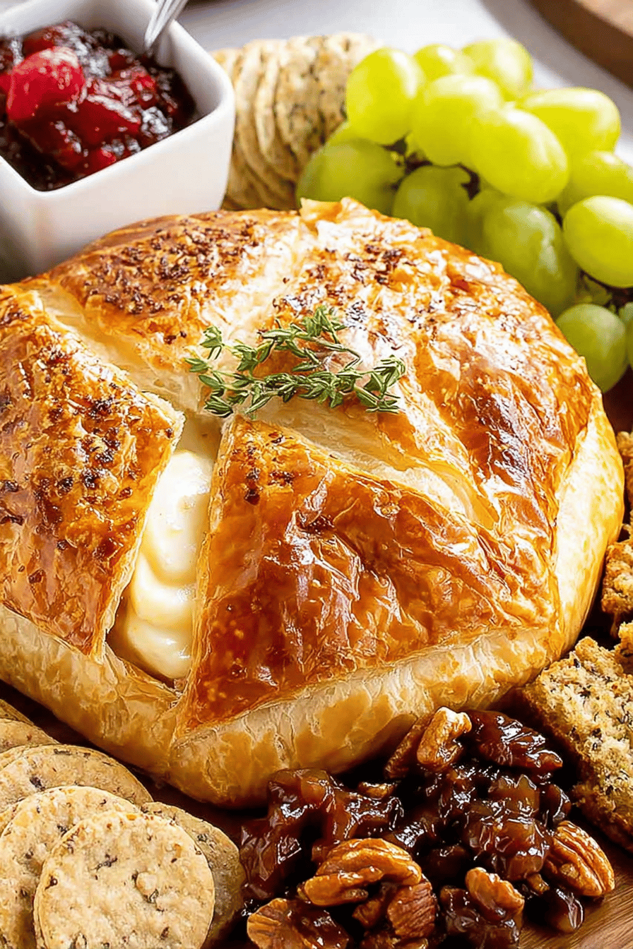 Easy Baked Brie in Puff Pastry Recipe final dish beautifully presented and ready to serve