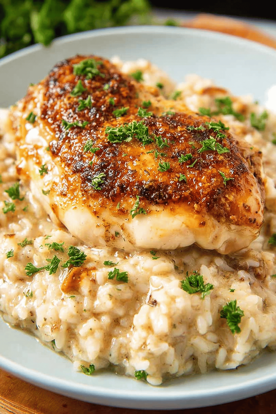 Easy Baked Chicken and Rice Recipe slice on plate showing perfect texture and swirl pattern