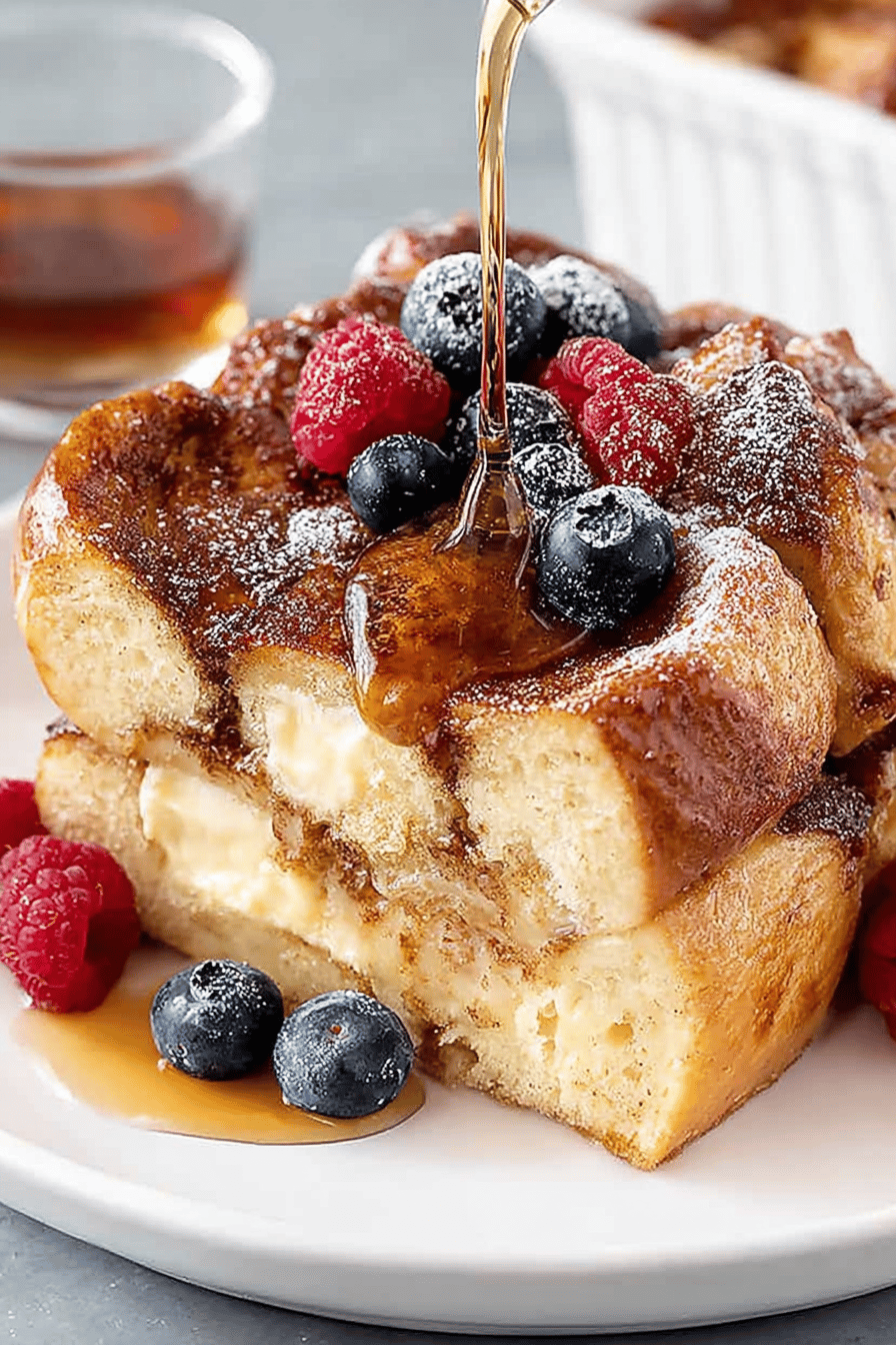 Easy Baked French Toast Casserole Recipe ingredients organized and measured on kitchen counter