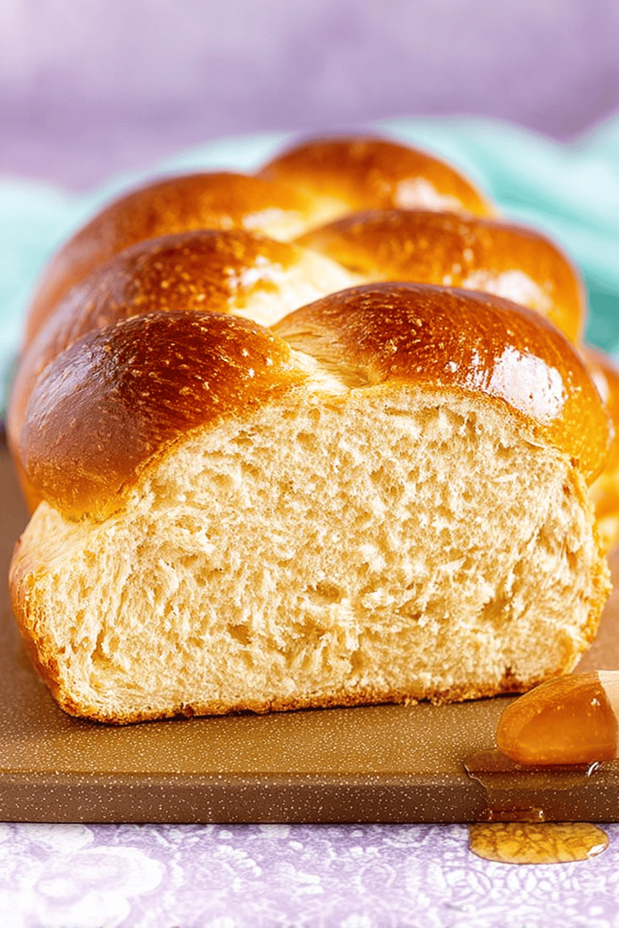 Easy Challah Bread Recipe slice on plate showing perfect texture and swirl pattern