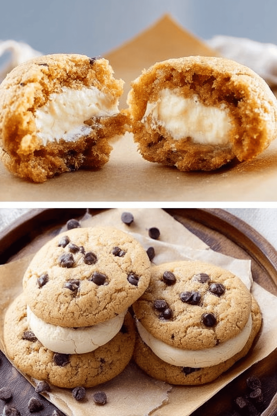 Easy Cheesecake Stuffed Chocolate Chip Cookies slice on plate showing perfect texture and swirl pattern