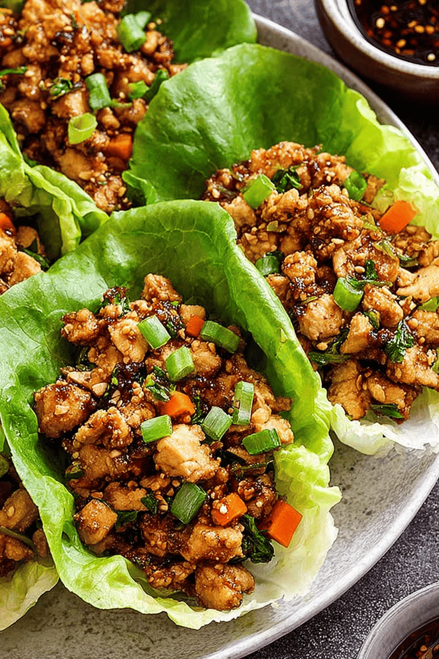 Easy Chicken Lettuce Wraps Recipe slice on plate showing perfect texture and swirl pattern