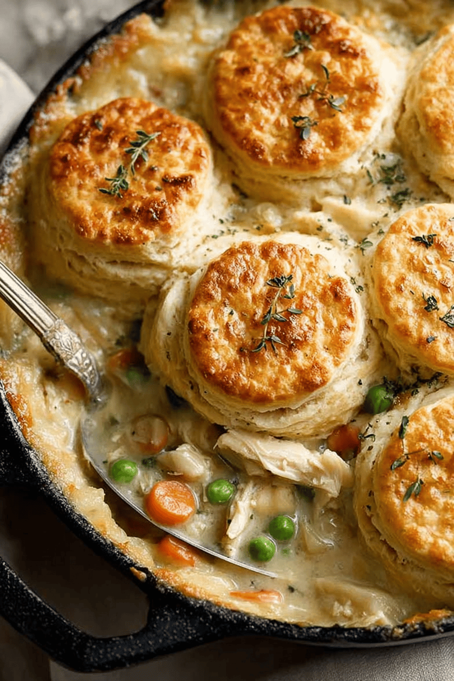 Easy Chicken Pot Pie with Biscuits Recipe ingredients organized and measured on kitchen counter