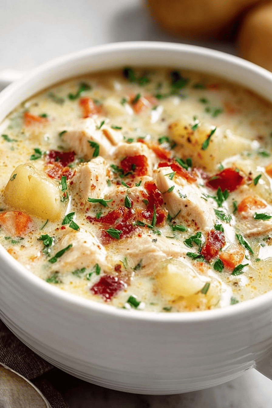 Easy Chicken Potato Soup Recipe final dish beautifully presented and ready to serve