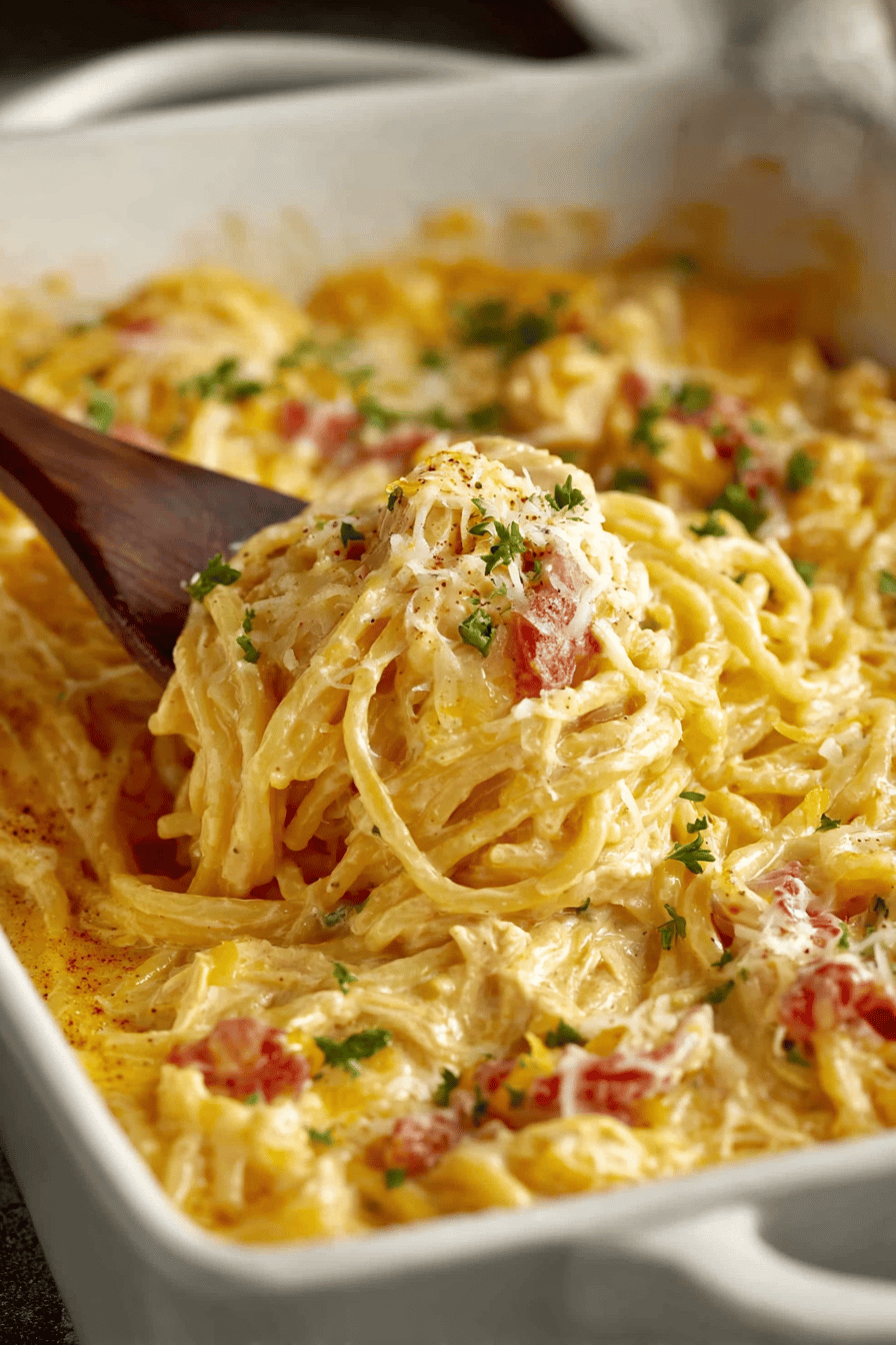 Easy Chicken Spaghetti Recipe ingredients organized and measured on kitchen counter