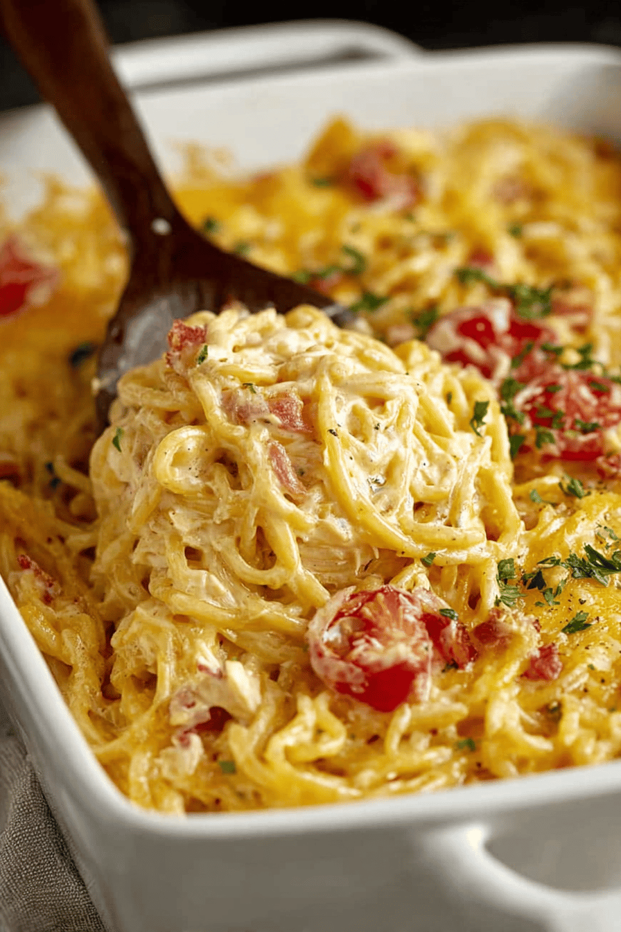 Easy Chicken Spaghetti Recipe final dish beautifully presented and ready to serve