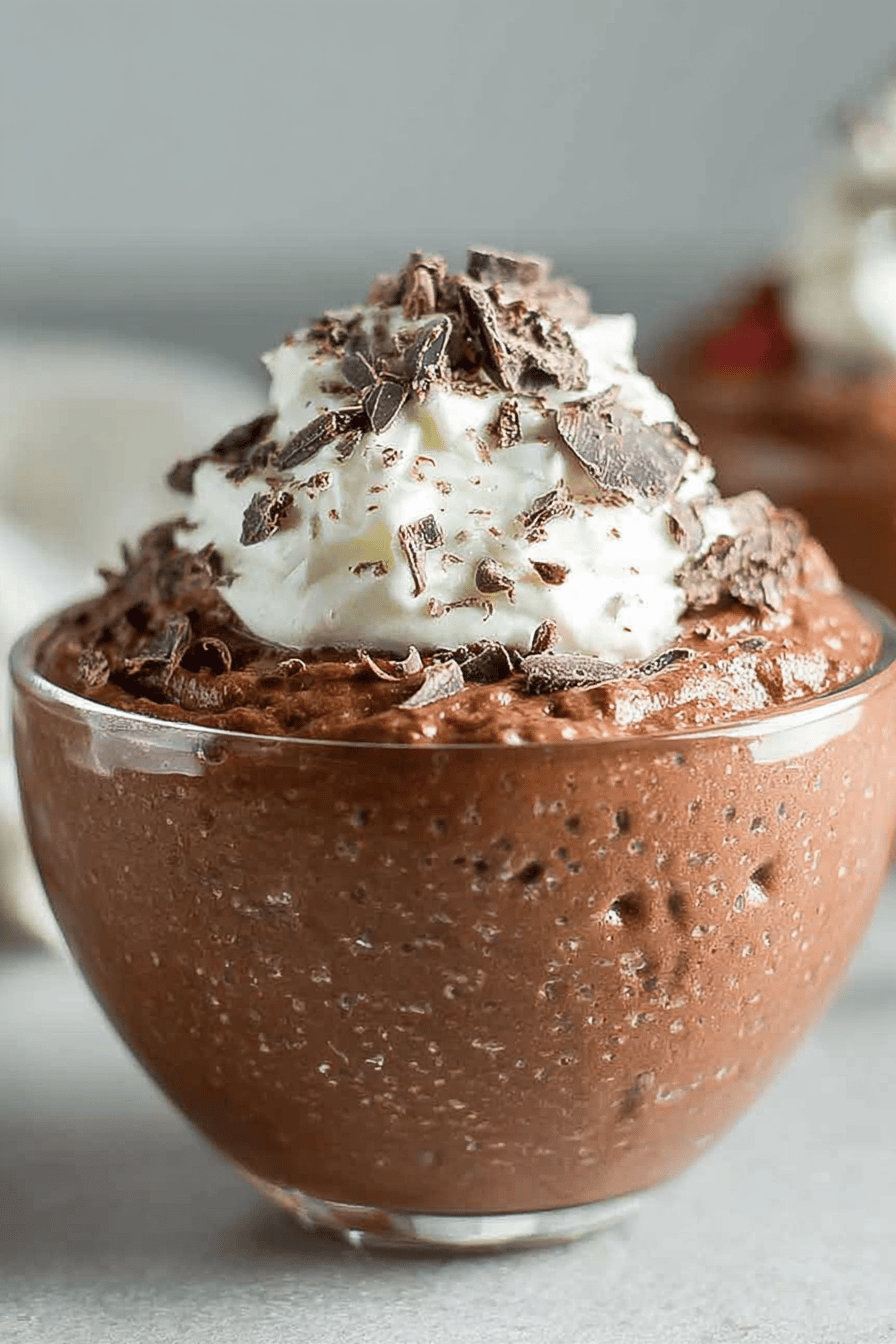 Easy Chocolate Mousse Recipe slice on plate showing perfect texture and swirl pattern