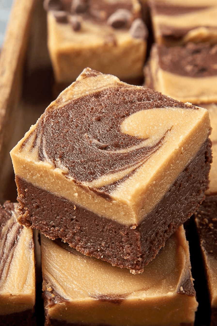 Easy Chocolate Peanut Butter Fudge Recipe slice on plate showing perfect texture and swirl pattern