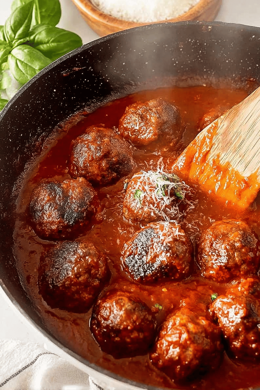 Easy Classic Italian Meatballs Recipe ingredients organized and measured on kitchen counter