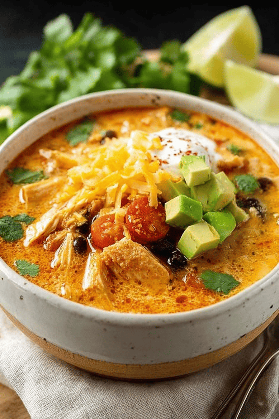 Easy Creamy Chicken Tortilla Soup Recipe final dish beautifully presented and ready to serve
