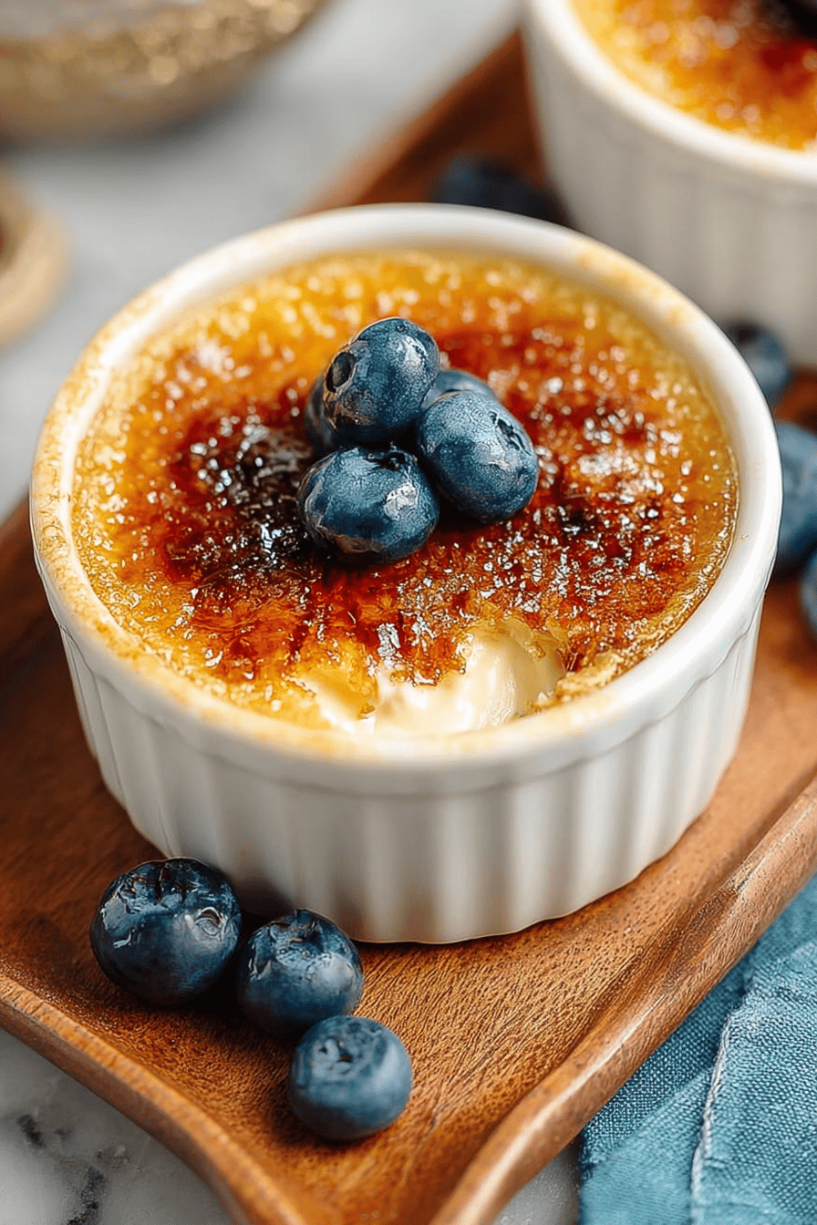 Easy Creme Brulee Recipe slice on plate showing perfect texture and swirl pattern