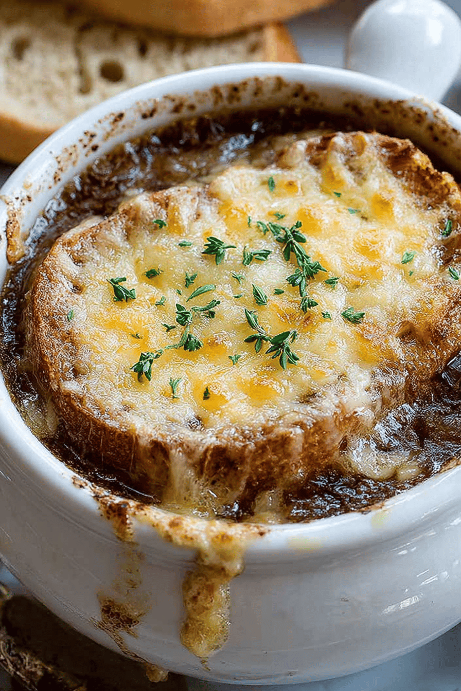 Easy French Onion Soup Recipe ingredients organized and measured on kitchen counter
